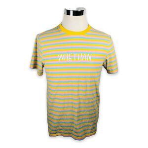 Whethan DJ T-Shirt Mens Small Striped Stripe Spell Out Pink Blue Gold Graphic